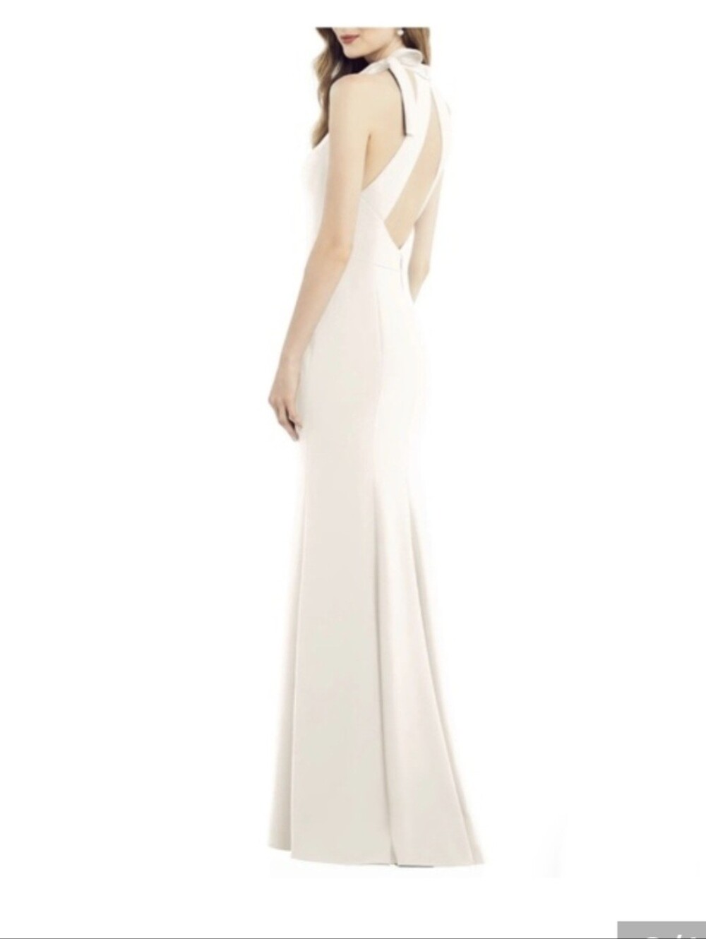 Elegant Cream Halter-Back Gown